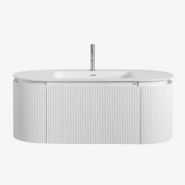 Conjunto De Móveis De Banheiro Em Madeira Carsone Com Pia Integrada Branco & Sem Unidade Auxiliar & Sem Espelho & Branco ↑20 - Sklum