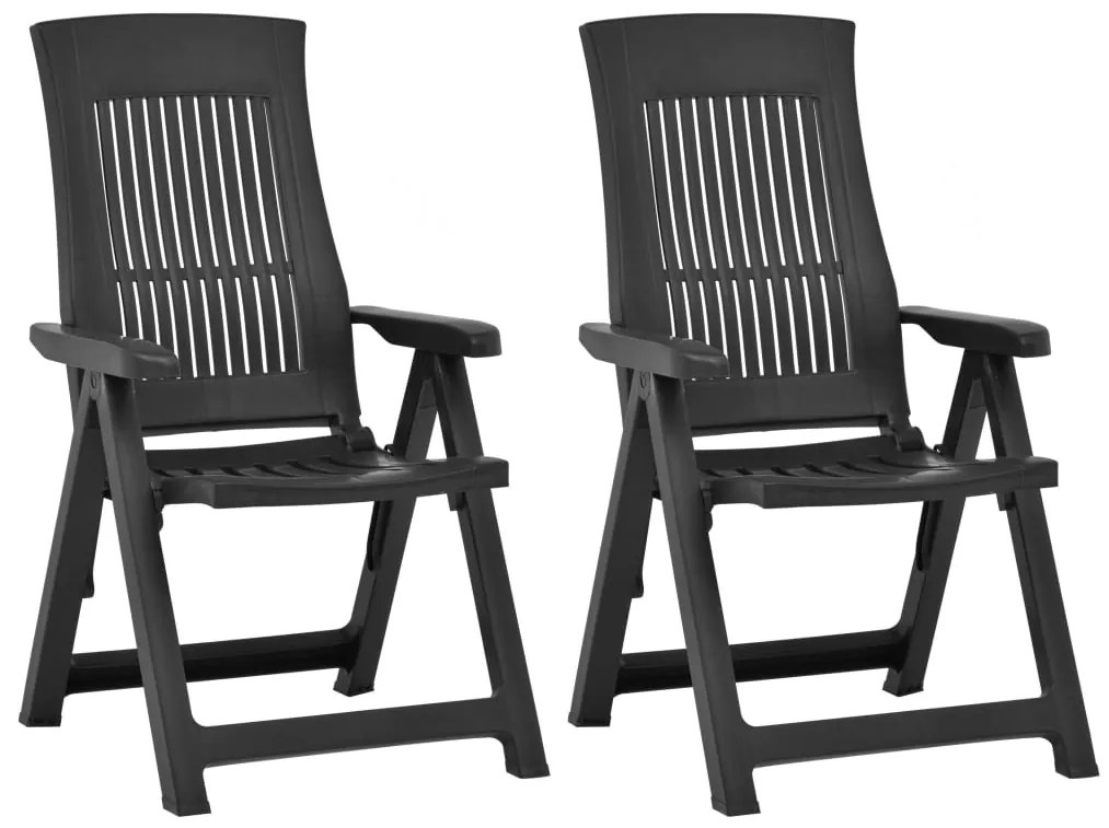 48765 vidaXL Cadeiras de jardim reclináveis 2 pcs plástico antracite