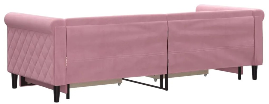 Sofá-cama com gavetão e gavetas 80x200 cm veludo rosa