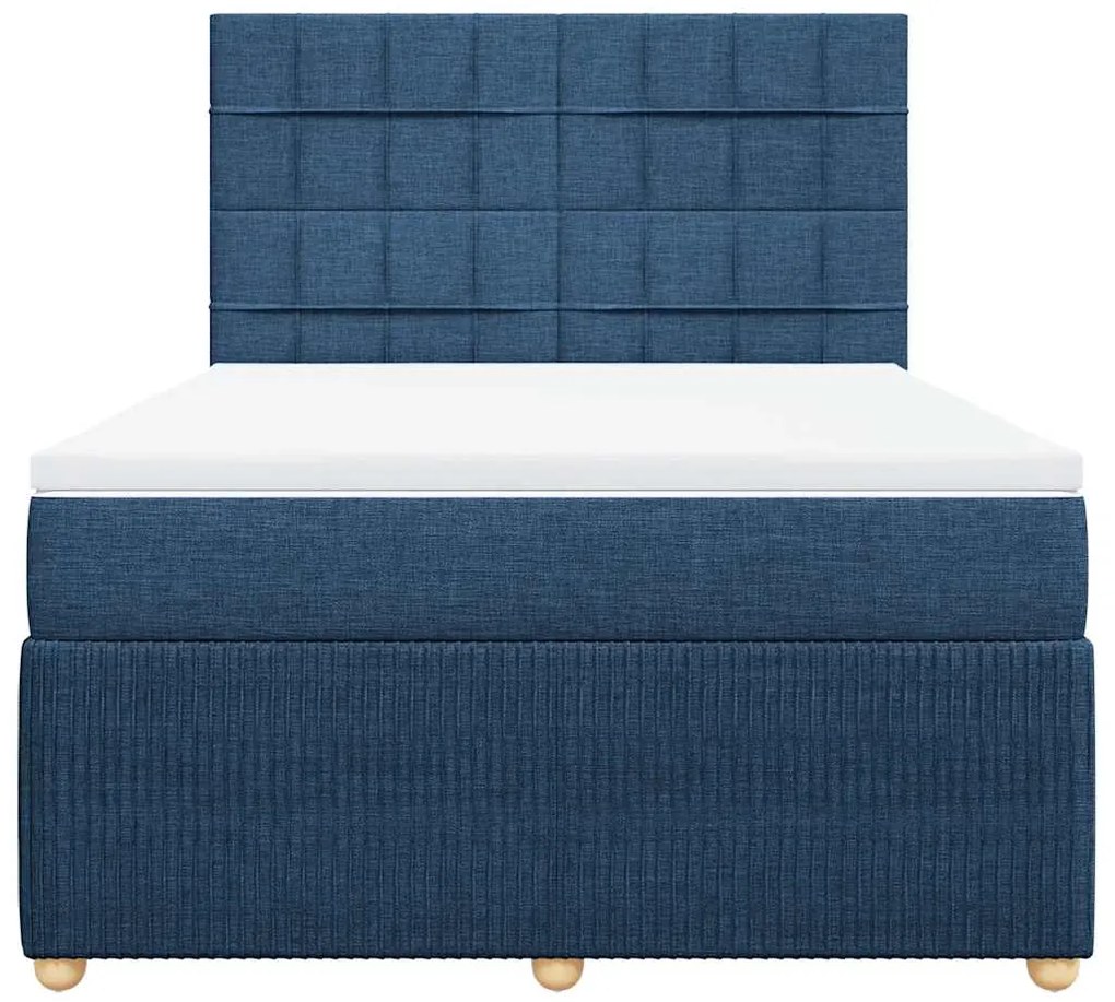 Cama com molas/colchão 160x200 cm tecido azul