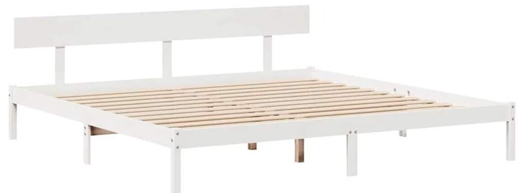 Cama sem colchão 180x200 cm madeira de pinho maciça branco