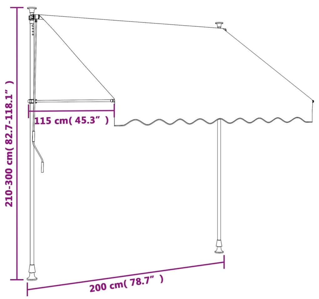 Toldo retrátil 200x150 cm tecido e aço cor creme