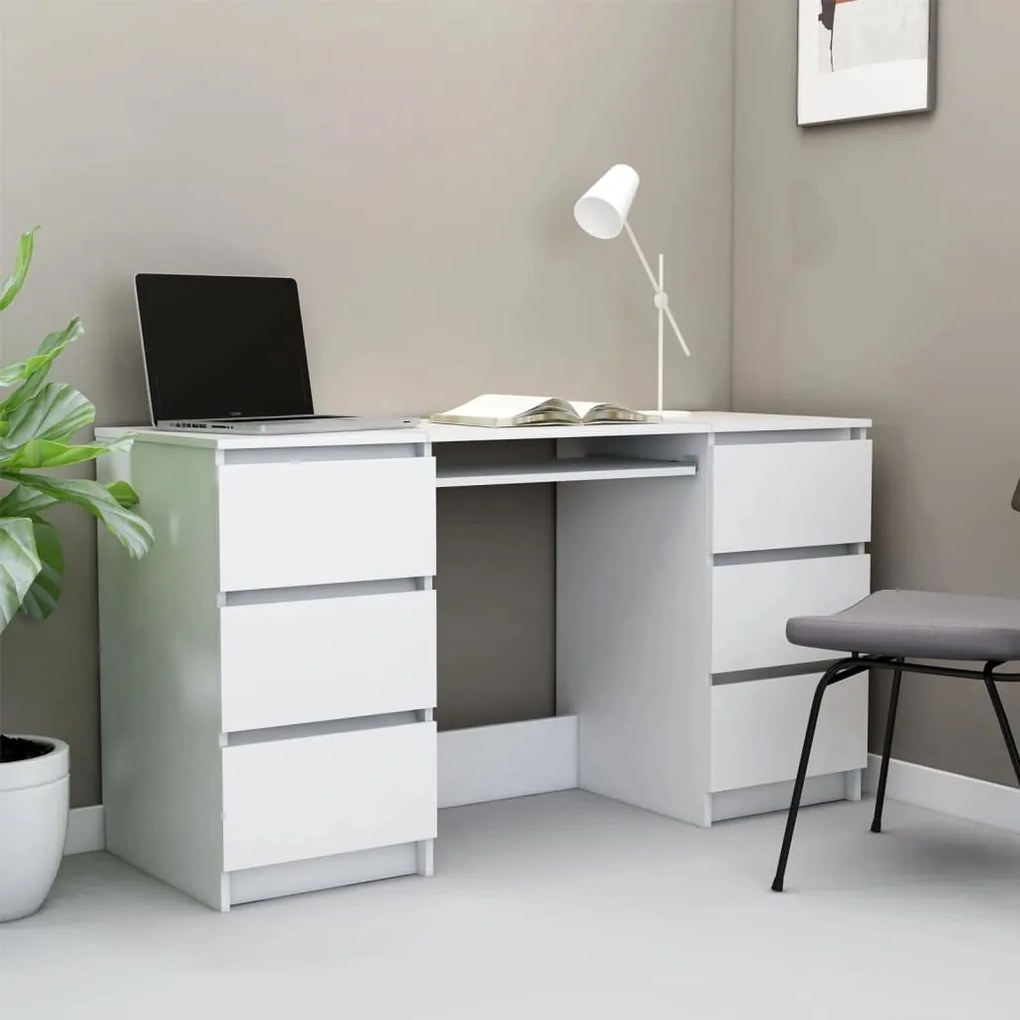 800810 vidaXL Secretária 140x50x77 cm contraplacado branco