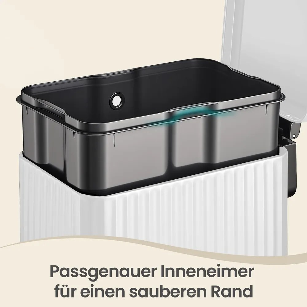 Caixote do lixo de cozinha de 50 L, caixote do lixo com pedal e tampa com fecho suave Branco