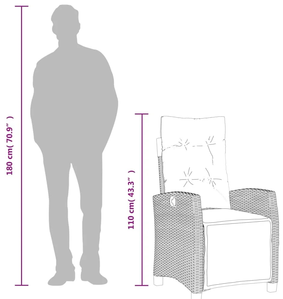 3 pcs conjunto de jantar p/ jardim c/ almofadões vime PE preto