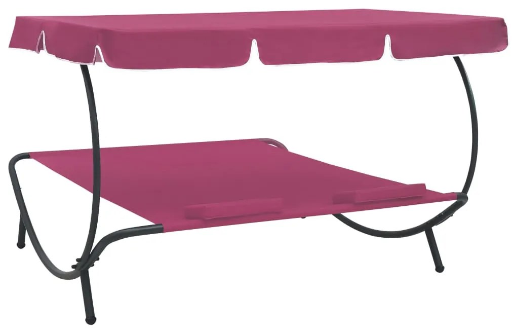Espreguiçadeira com toldo e almofadas rosa