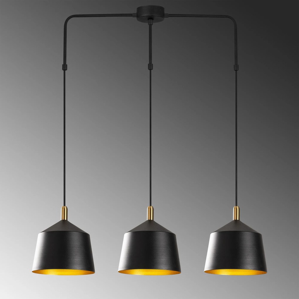 Candeeiro de Teto Saglam – Preto e Dourado – 89 x 25 cm