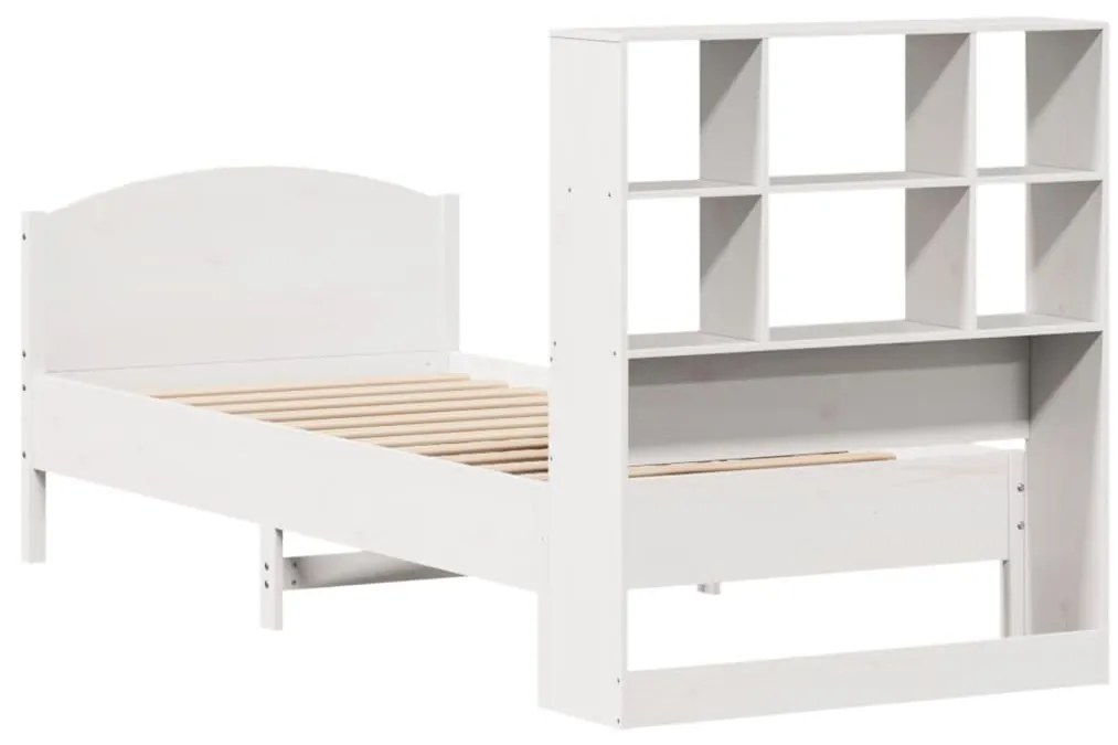 Cama com estante sem colchão 100x200 cm pinho maciço branco