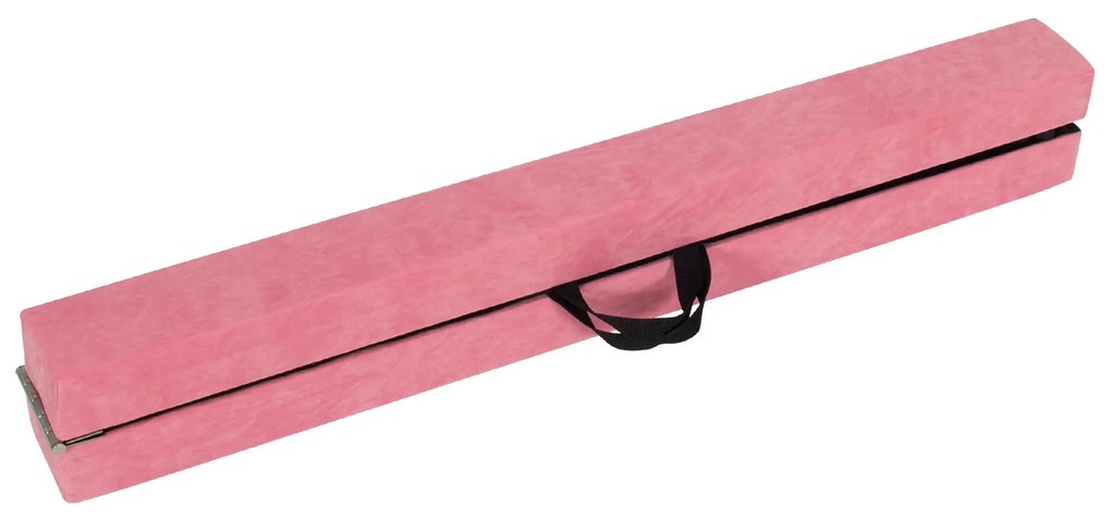 Barra de equilíbrio dobrável para crianças, 240 cm, barra de ginástica com alça de transporte, rosa
