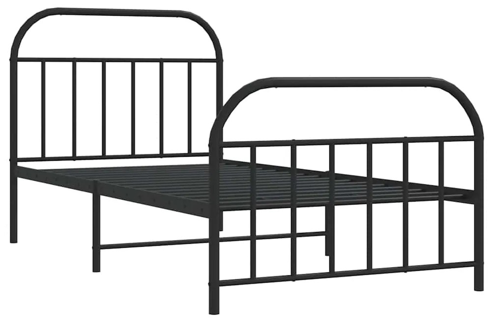 Estrutura de cama com cabeceira e pés 100x200 cm metal preto