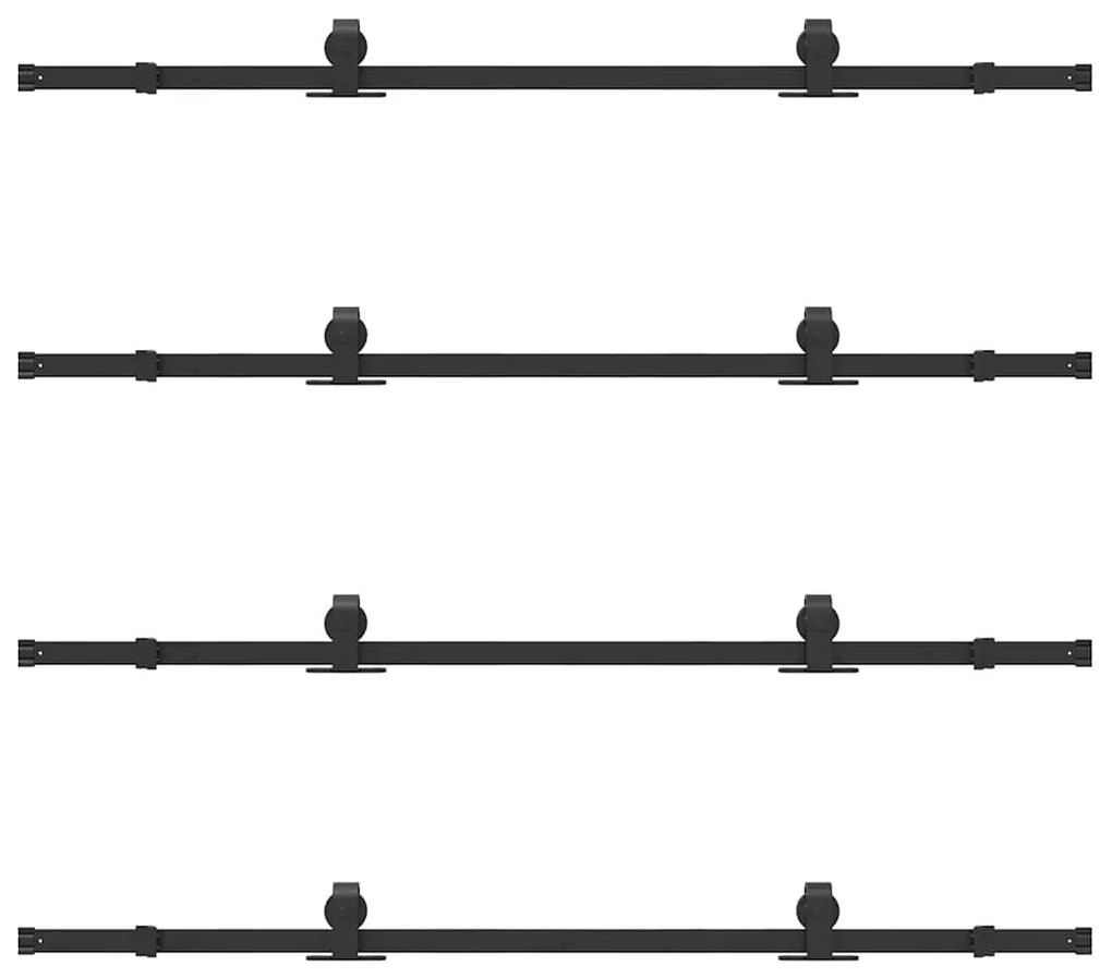 Kit de ferragens para porta deslizante 366 cm aço preto