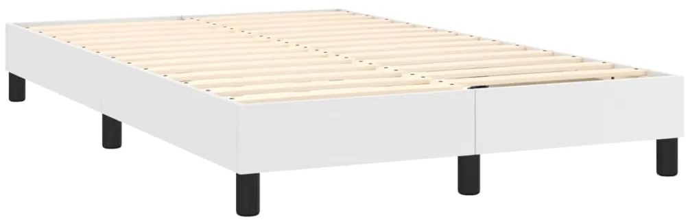 Cama box spring c/colchão/LED 120x200cm couro artificial branco