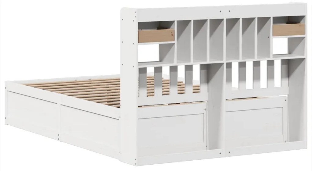 Cama sem colchão 160x200 cm madeira de pinho maciça branco