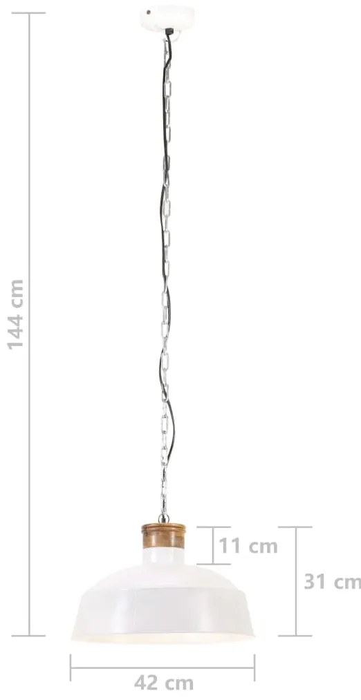 Candeeiro suspenso industrial 42 cm E27 branco
