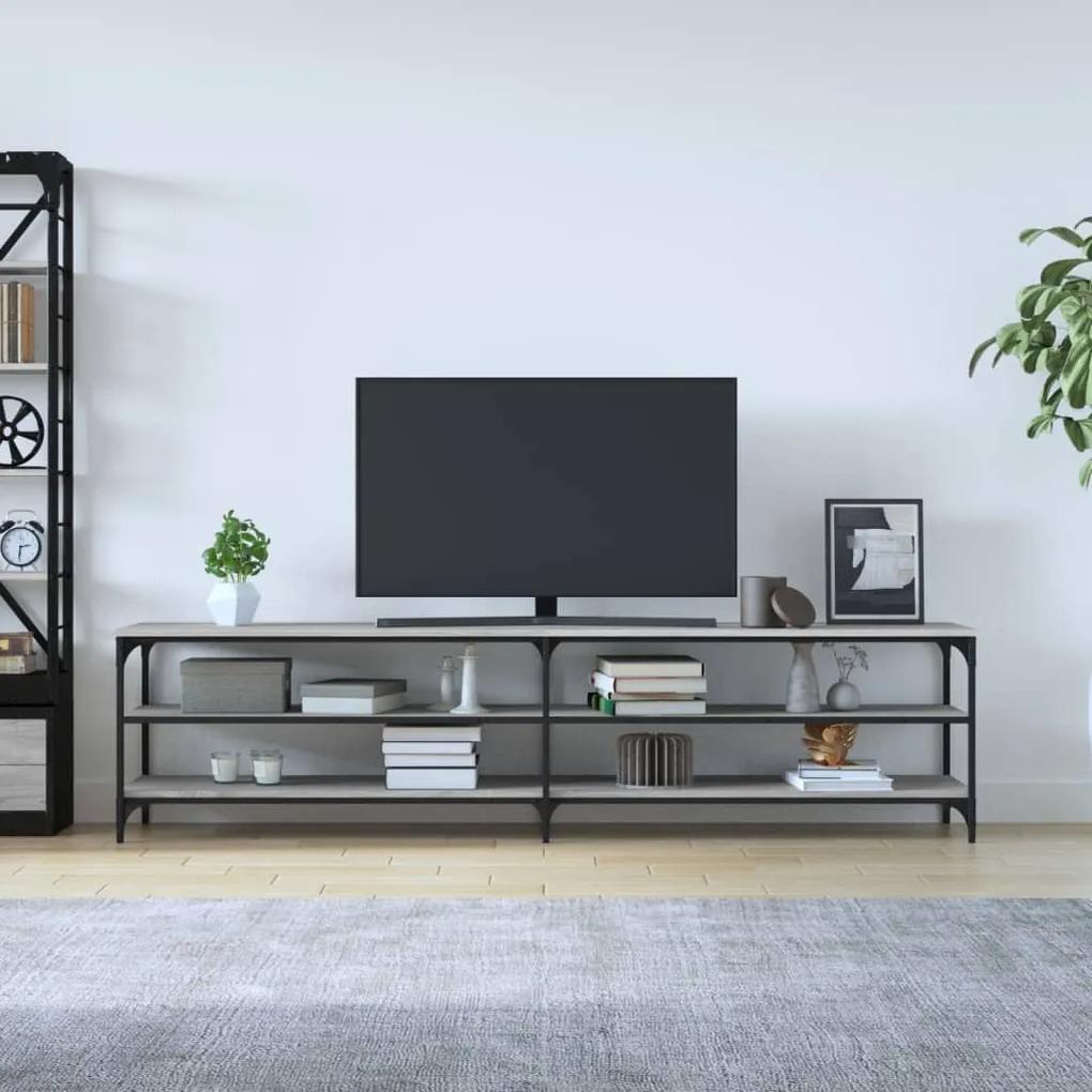 Móvel de TV 200x30x50cm derivados madeira/metal cinzento sonoma