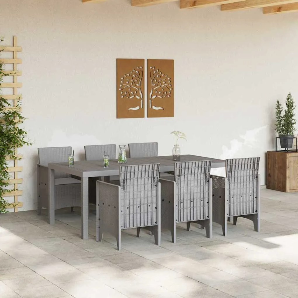 Conjunto de Jantar de Jardim 7 pcs Cinzento-claro