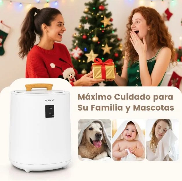 Aquecedor de toalhas para banheiro de 18 L com tela LED e desligamento automático Cesto portátil para toalhas branco