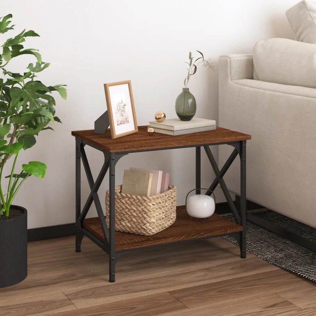 vidaXL Mesa de apoio 55x38x45 cm derivados madeira carvalho castanho