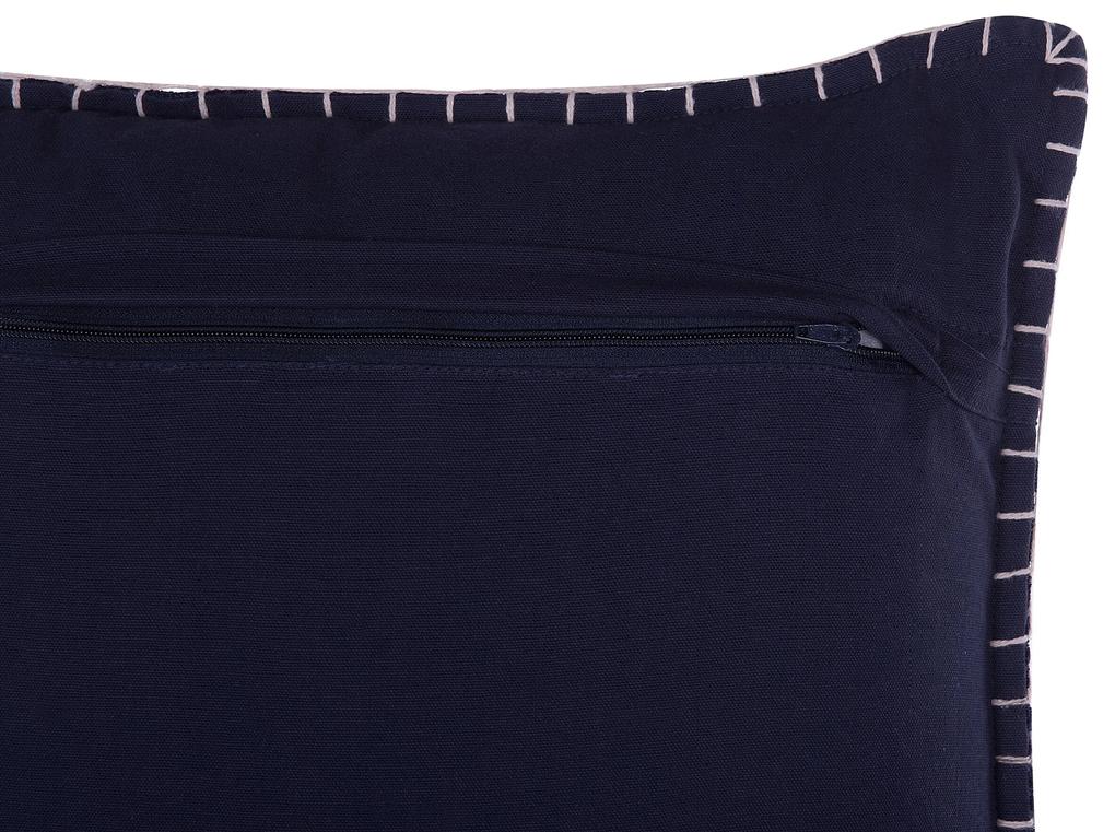 Almofada decorativa em algodão e viscose azul escura com relevo 45 x 45 cm MELUR Beliani