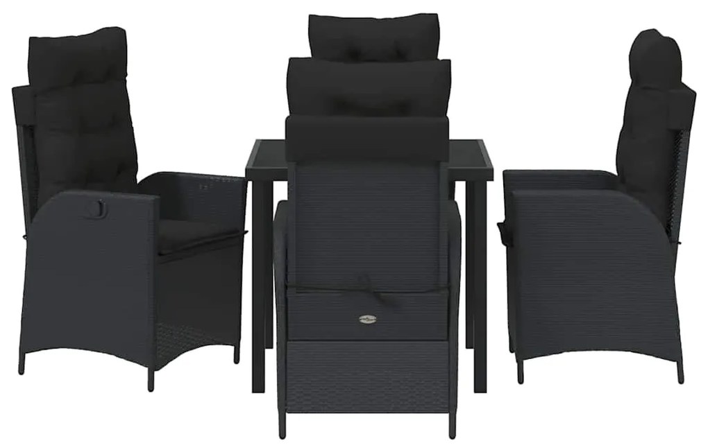 Conjunto de Jantar de Jardim com 5 Peças e Almofadas - Preto Rattan Si