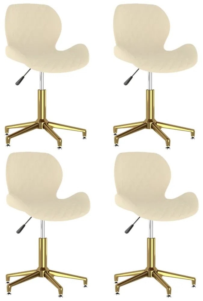 vidaXL Cadeiras de jantar giratórias 4 pcs veludo cor creme