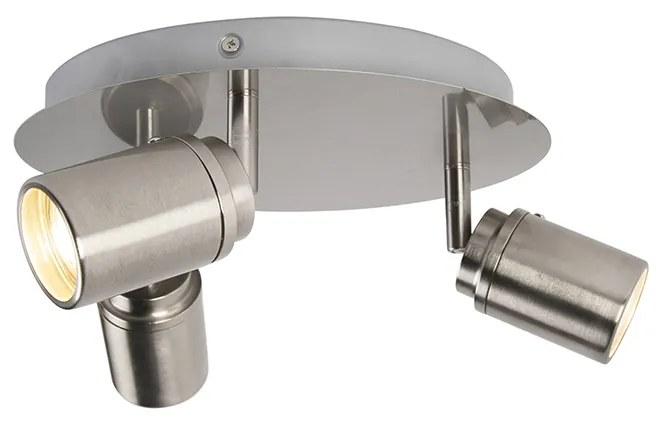 Foco de teto moderno para casa de banho em aço 3 luzes IP44 - Ducha