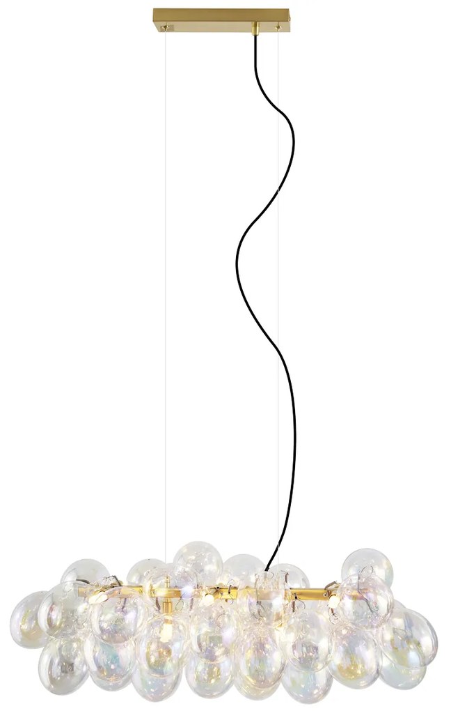 Candeeiro suspenso de design dourado com vidro arco-íris 8 luzes - Uvas Design