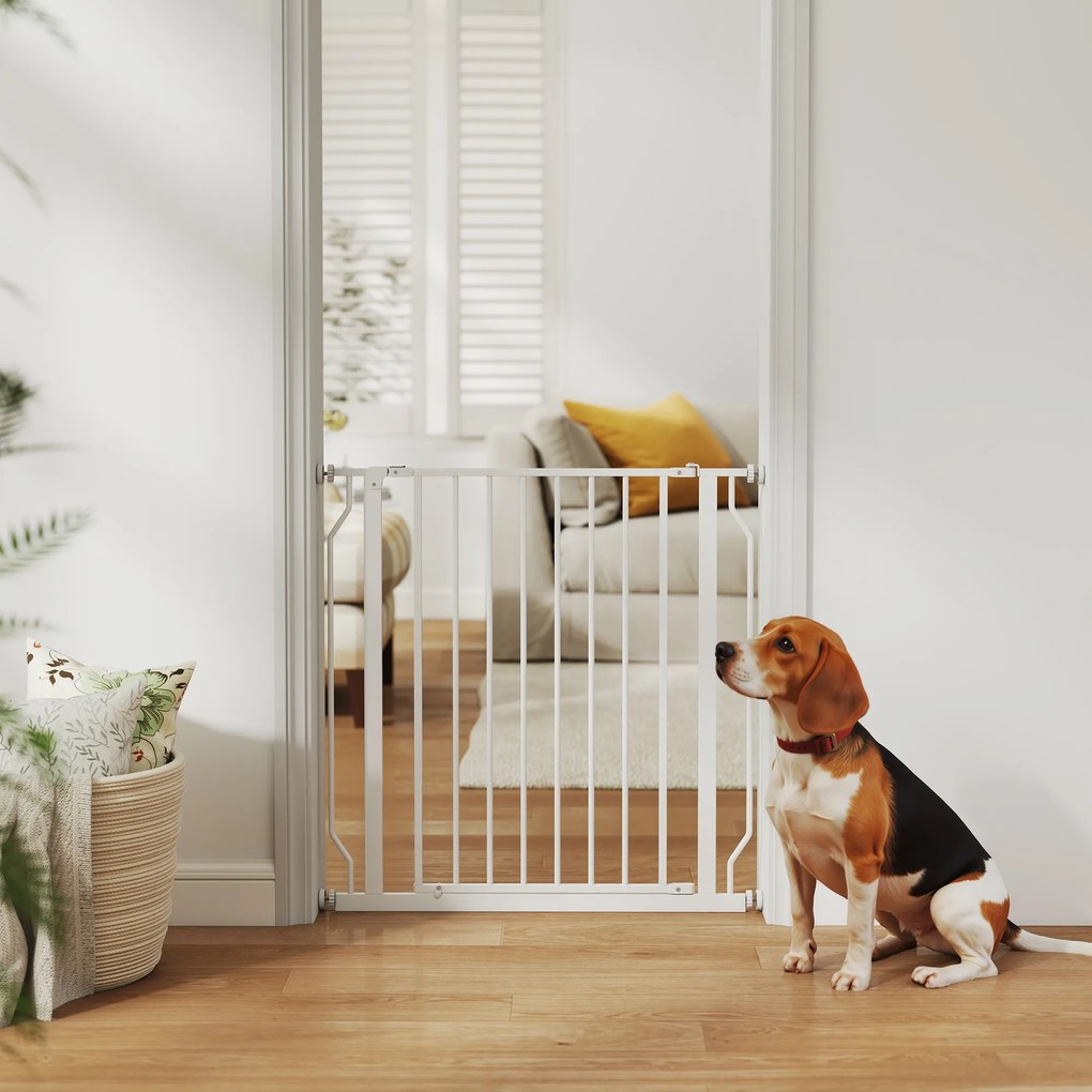 Barreira de segurança para animais de estimação, comprimento ajustável, 75-85 L x 76 cm, branca