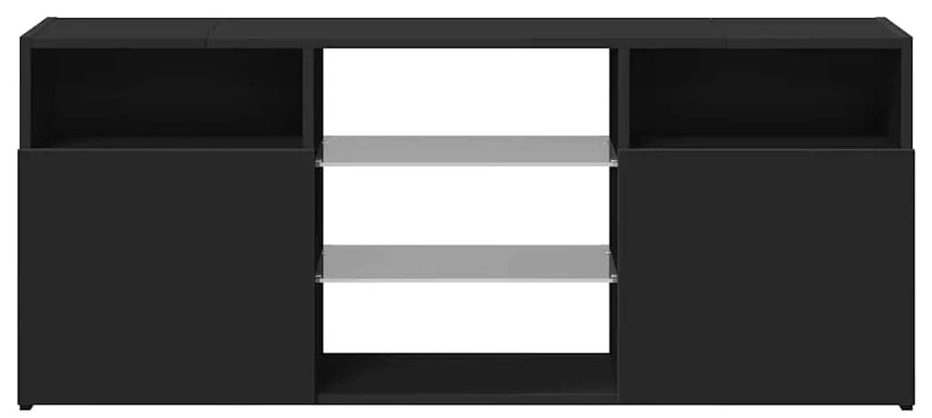 Móvel de TV com luzes LED 120x30x50 cm preto