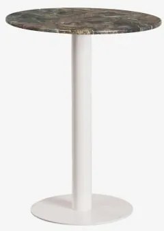 Mesa De Bar Redonda Em Pedra Natural Xiren Ø60 Cm & Mármore Verde Forest & Branco Glacial - Sklum