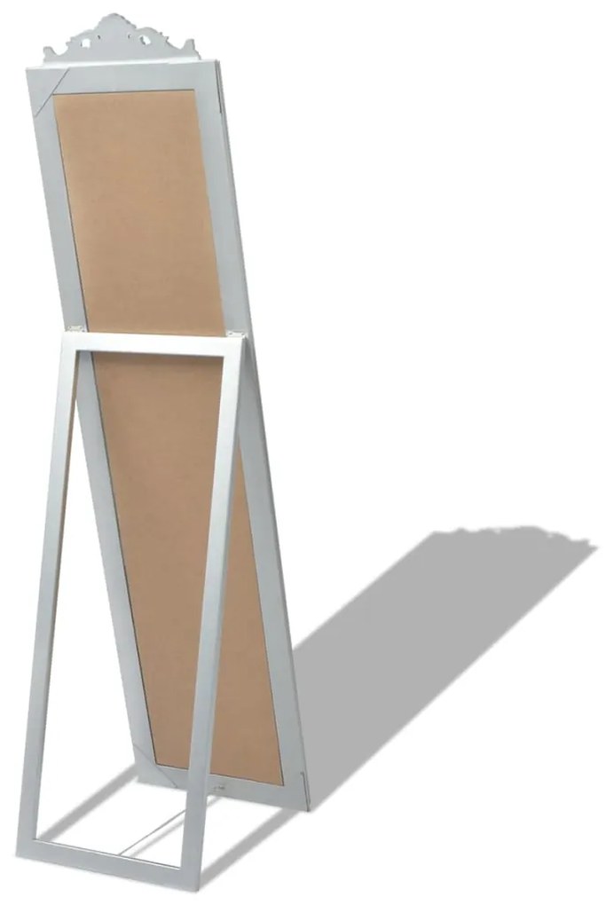Espelho de pé, estilo barroco, 160x40 cm, prateado