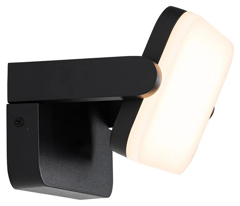 Candeeiro de parede exterior preto com LED ajustável - Kamile Moderno