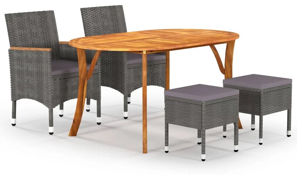 vidaXL 5 pcs conjunto de jantar para jardim cinzento