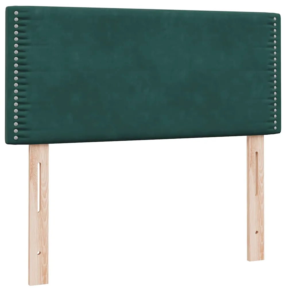 Cama com molas/colchão verde-escuro 80x210 cm veludo