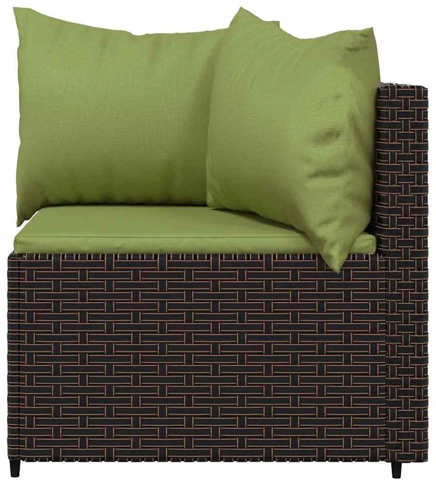 3 pcs conjunto lounge jardim c/ almofadões vime PE castanho