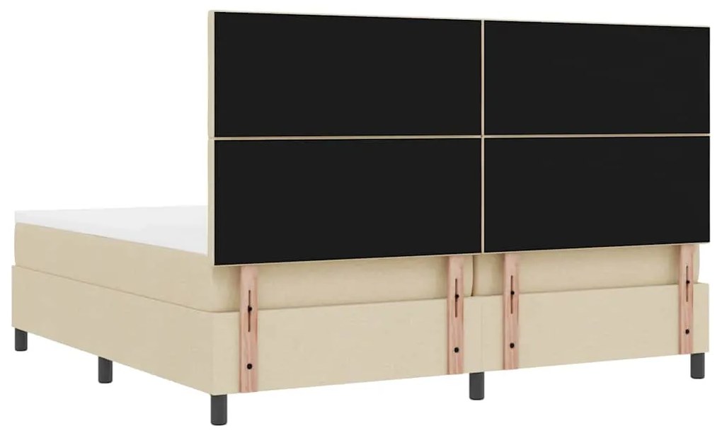 Cama Box Spring com Colchão Creme 200x200 cm Tecido
