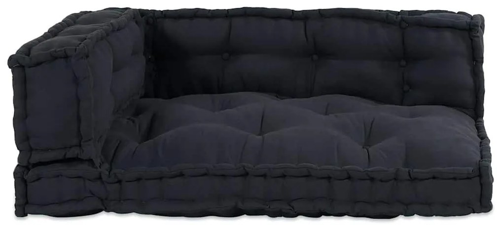 Almofada de Sofá Pallet 3 pcs Antracite Largo Algodão