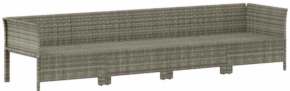 4 pcs conjunto lounge de jardim c/ almofadões vime PE cinzento