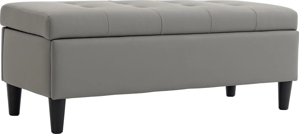 HOMCOM Banco Baú 136L Puff Baú Apoio de Pés Grande 110x41x42cm, Pele Sintética Adequada para Animais Cinza | Aosom Portugal