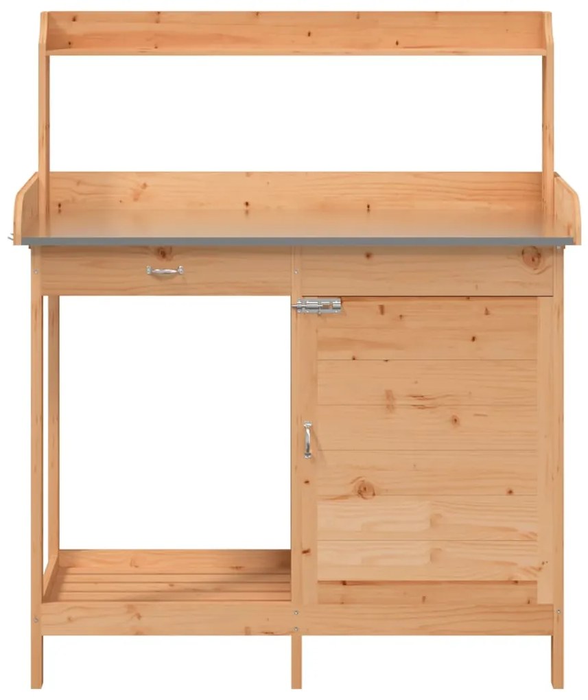 Mesa cultivo c/ armário 110,5x45x124,5 cm abeto maciço castanho