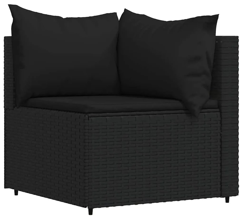 4 pcs conjunto lounge de jardim c/ almofadões vime PE preto