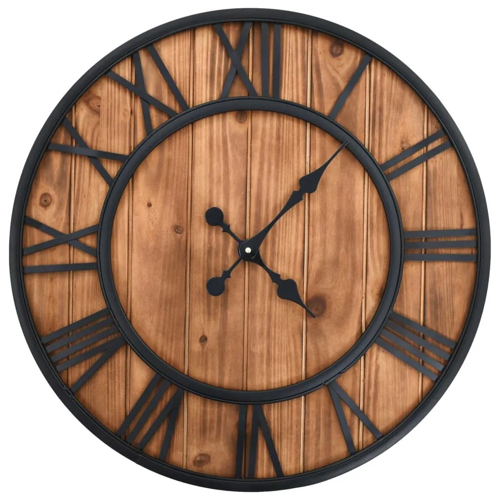 50646 vidaXL Relógio de parede c/ movimento quartzo madeira e metal 60cm XXL