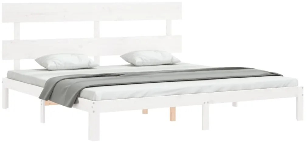 Estrutura cama Super King Size c/ cabeceira madeira branco