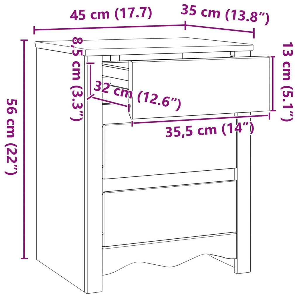 Cabeceira de Cama vidaXL "DRAMMEN" 45x35x56 cm Madeira Sólida de Pinho