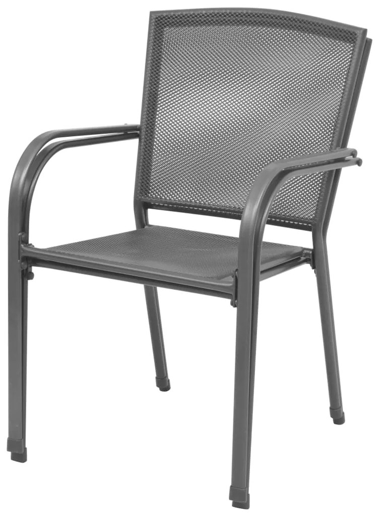 Cadeiras de jardim empilháveis 2 pcs aço cinzento