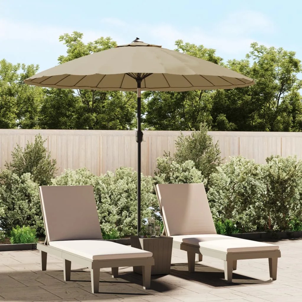 vidaXL Guarda-sol de exterior mastro alumínio 270 cm cinza-acastanhado
