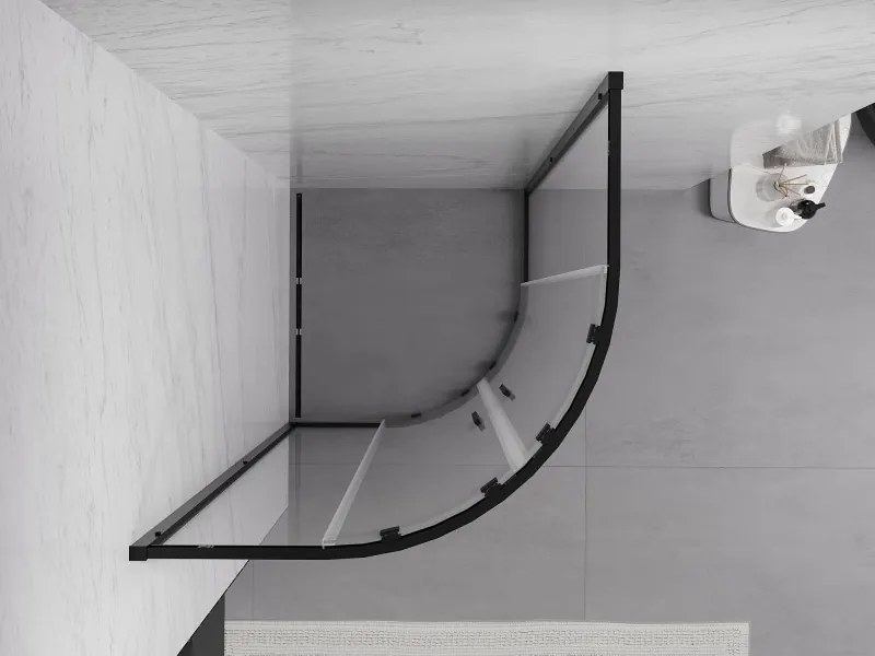 Mexen Exo-S Duo cabine de duche semicircular deslizante 90 x 90 cm, transparente, preta - 8132-090-090-70-00