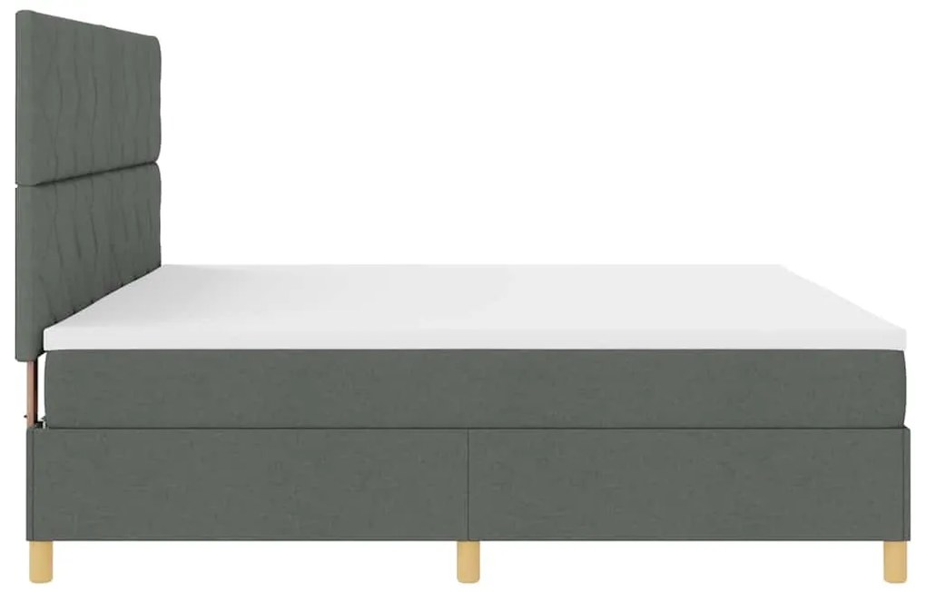 Cama Box Spring com Colchão e LED Cinza Escuro 200x200 cm Tecido