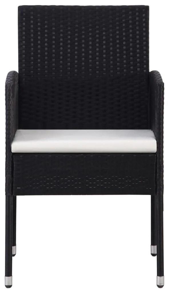 Cadeiras de jardim c/ almofadões branco nata 4pcs vime PE preto