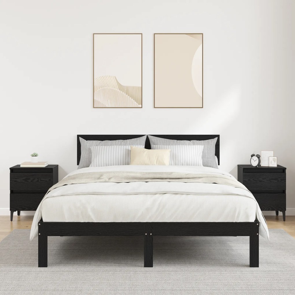 vidaXL Mesas de Cama 2 pcs Carvalho Preto 40x35x50 cm Madeira Engenharia